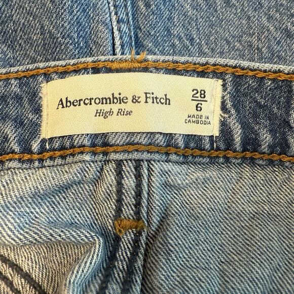 Abercrombie & Fitch High Rise Mini Skirt Size 28 / 6 Denim Side Pockets 90s EUC - Picture 6 of 12